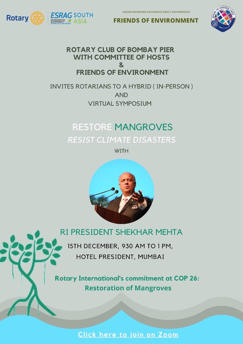 Rotary International President Shekhar Mehta Commitment on Restoration of Mangroves