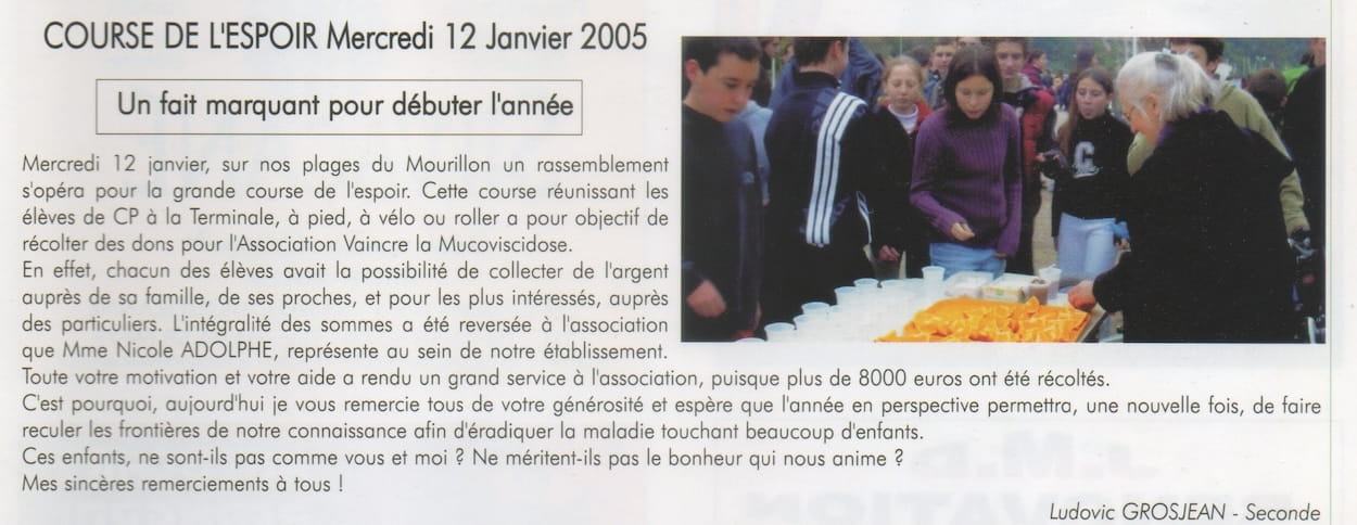 Vic Grosjean fundraised for the association Vaincre La Mucoviscidose